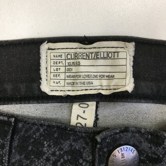 CURRENT ELLIOTT 5 Pocket Logo Hardware Black Antique Lace The Ankle Skinny Jeans - Picture 2 of 12